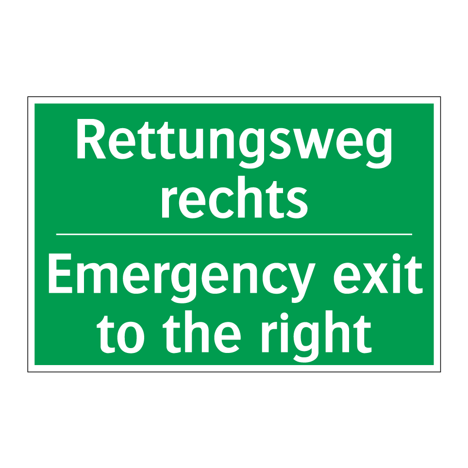 Rettungsweg rechts - Emergency exit to the right