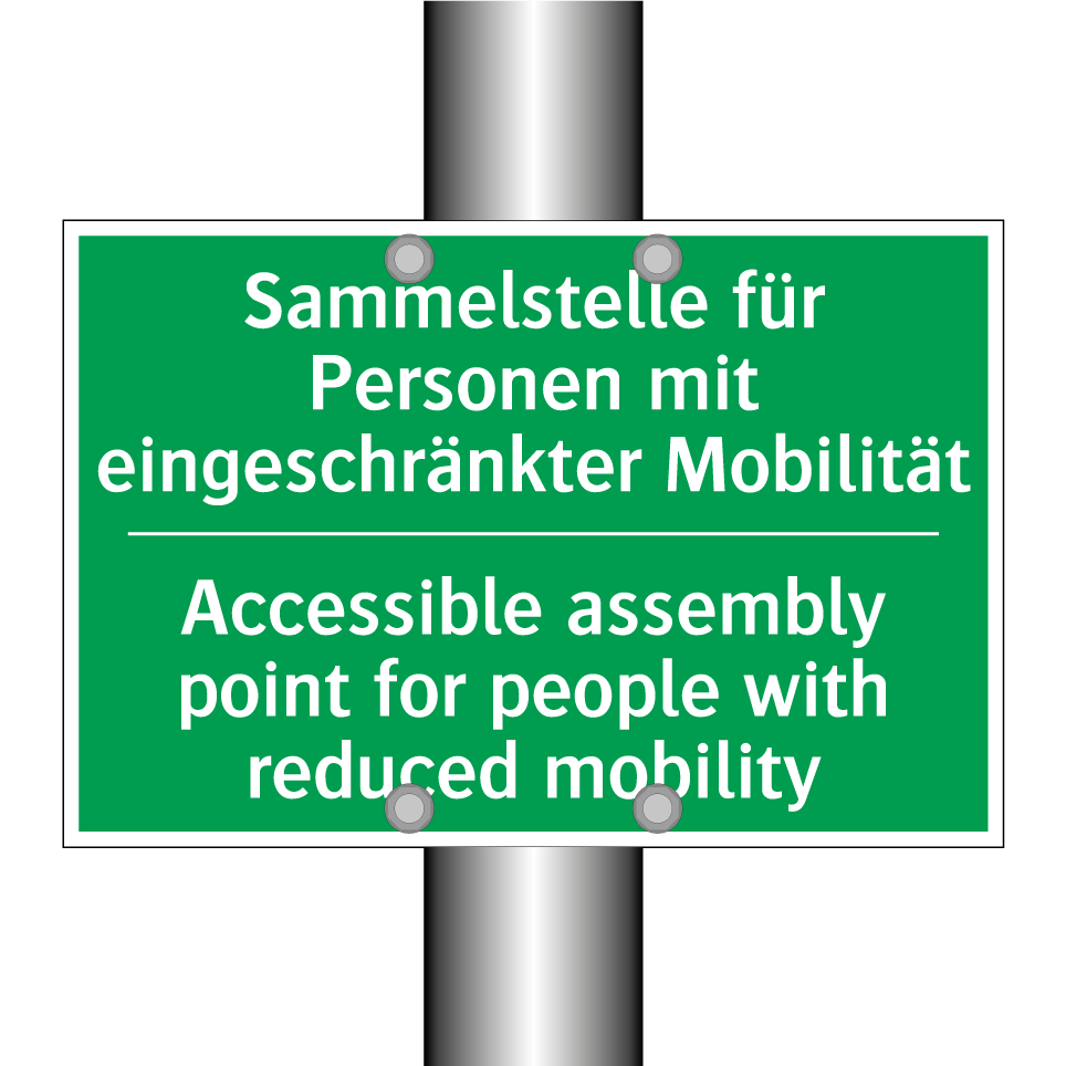Sammelstelle für Personen mit /.../ - Accessible assembly point for /.../