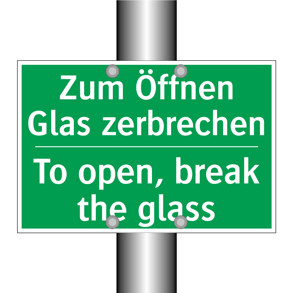 Zum Öffnen Glas zerbrechen - To open, break the glass