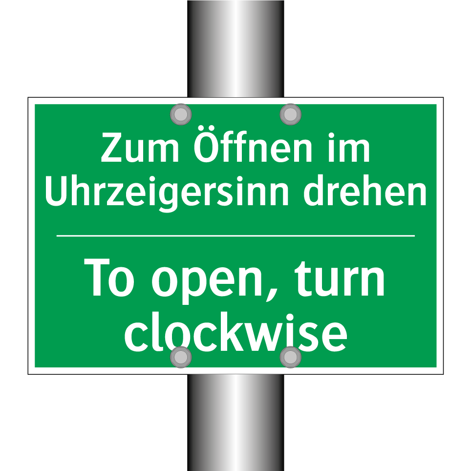 Zum Öffnen im Uhrzeigersinn drehen /.../ - To open, turn clockwise