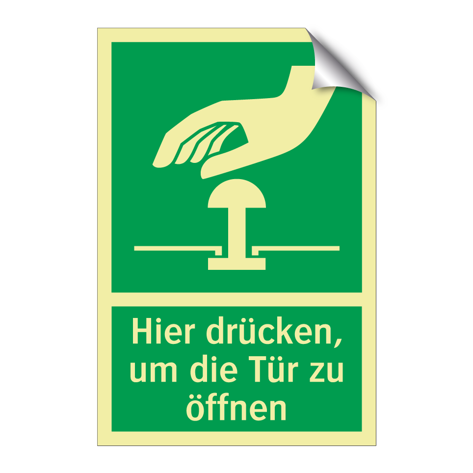 Hier drücken, um die Tür zu öffnen