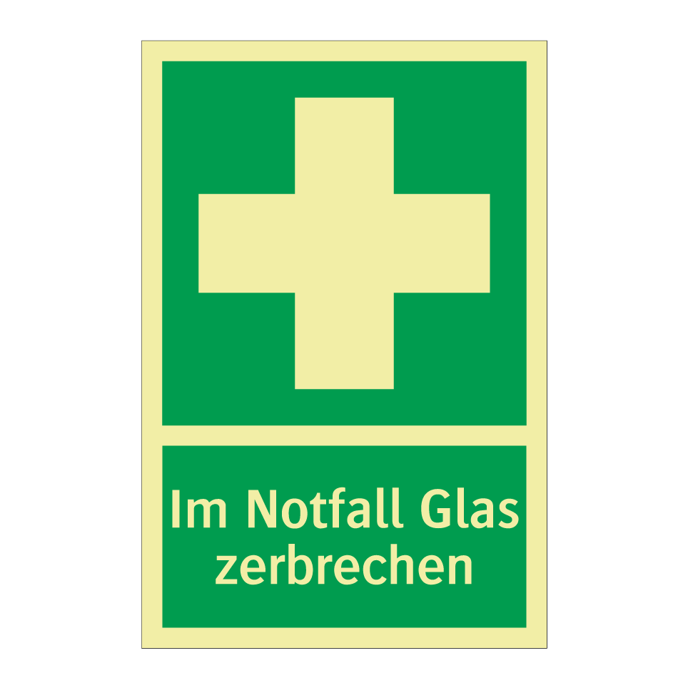 Im Notfall Glas zerbrechen