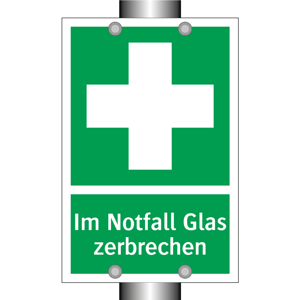 Im Notfall Glas zerbrechen