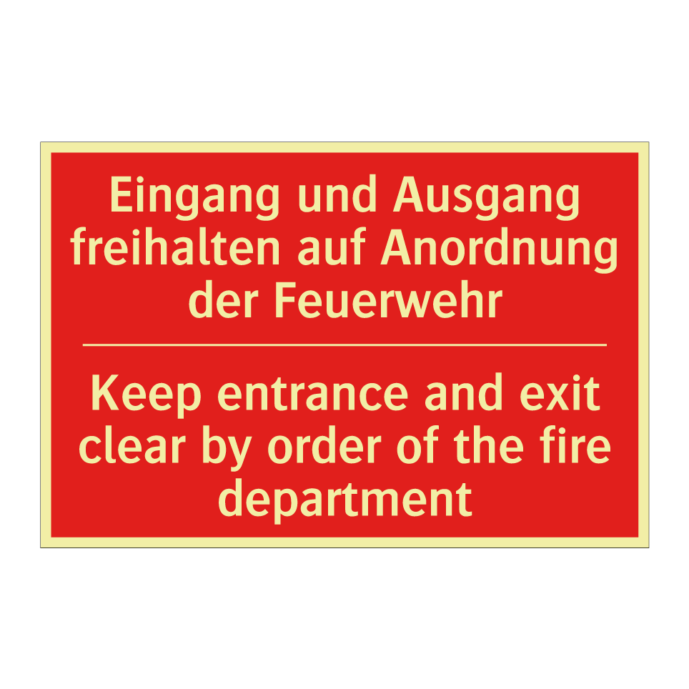 Eingang und Ausgang freihalten /.../ - Keep entrance and exit clear by /.../