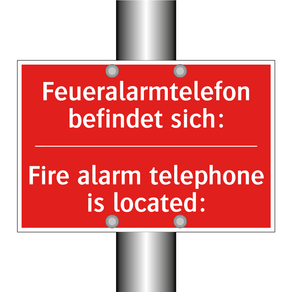 Feueralarmtelefon befindet sich:/.../ - Fire alarm telephone is located:/.../