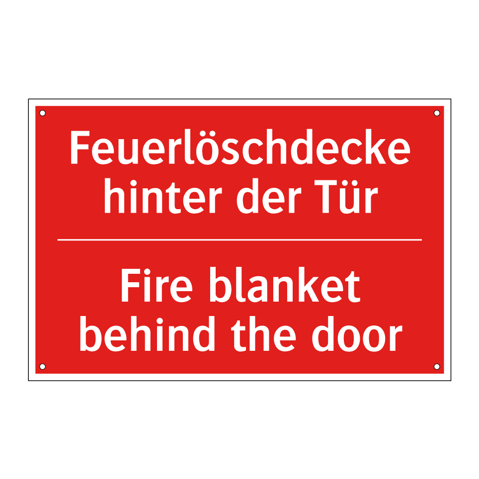 Feuerlöschdecke hinter der Tür - Fire blanket behind the door