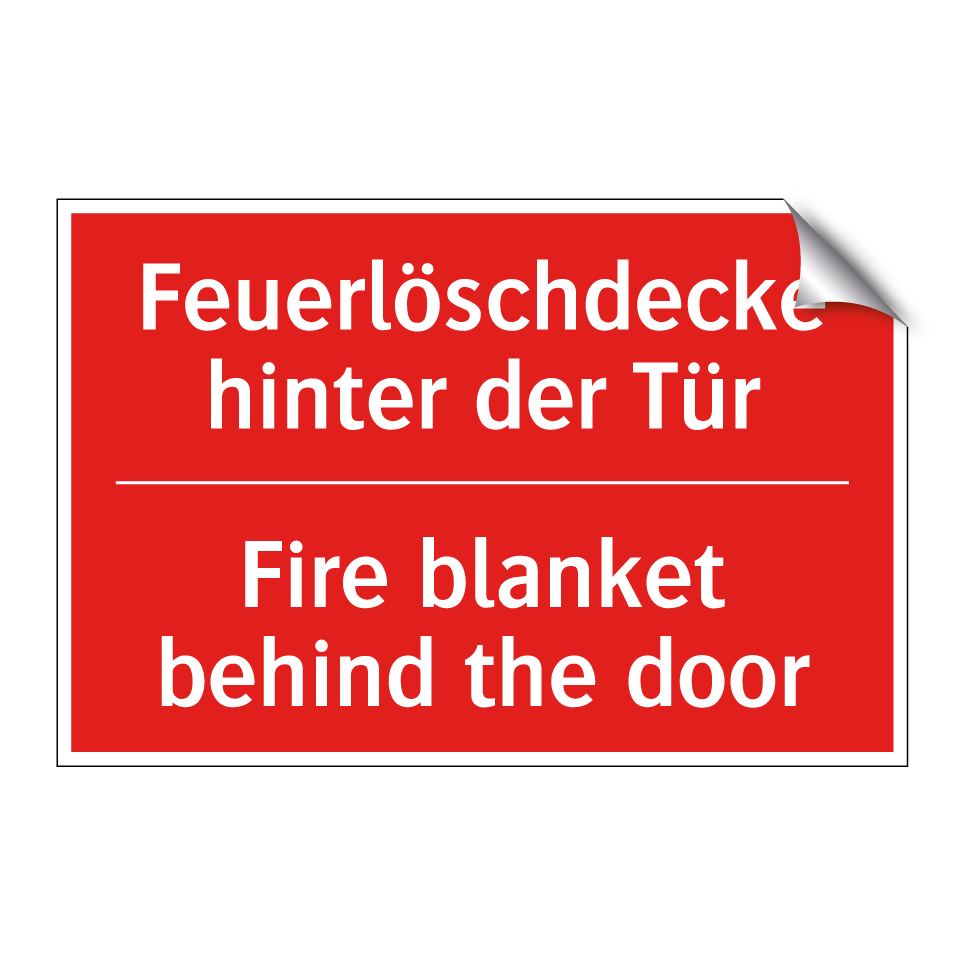 Feuerlöschdecke hinter der Tür - Fire blanket behind the door
