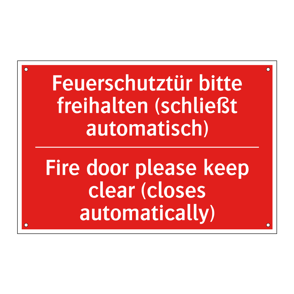 Feuerschutztür bitte freihalten /.../ - Fire door please keep clear (closes /.../