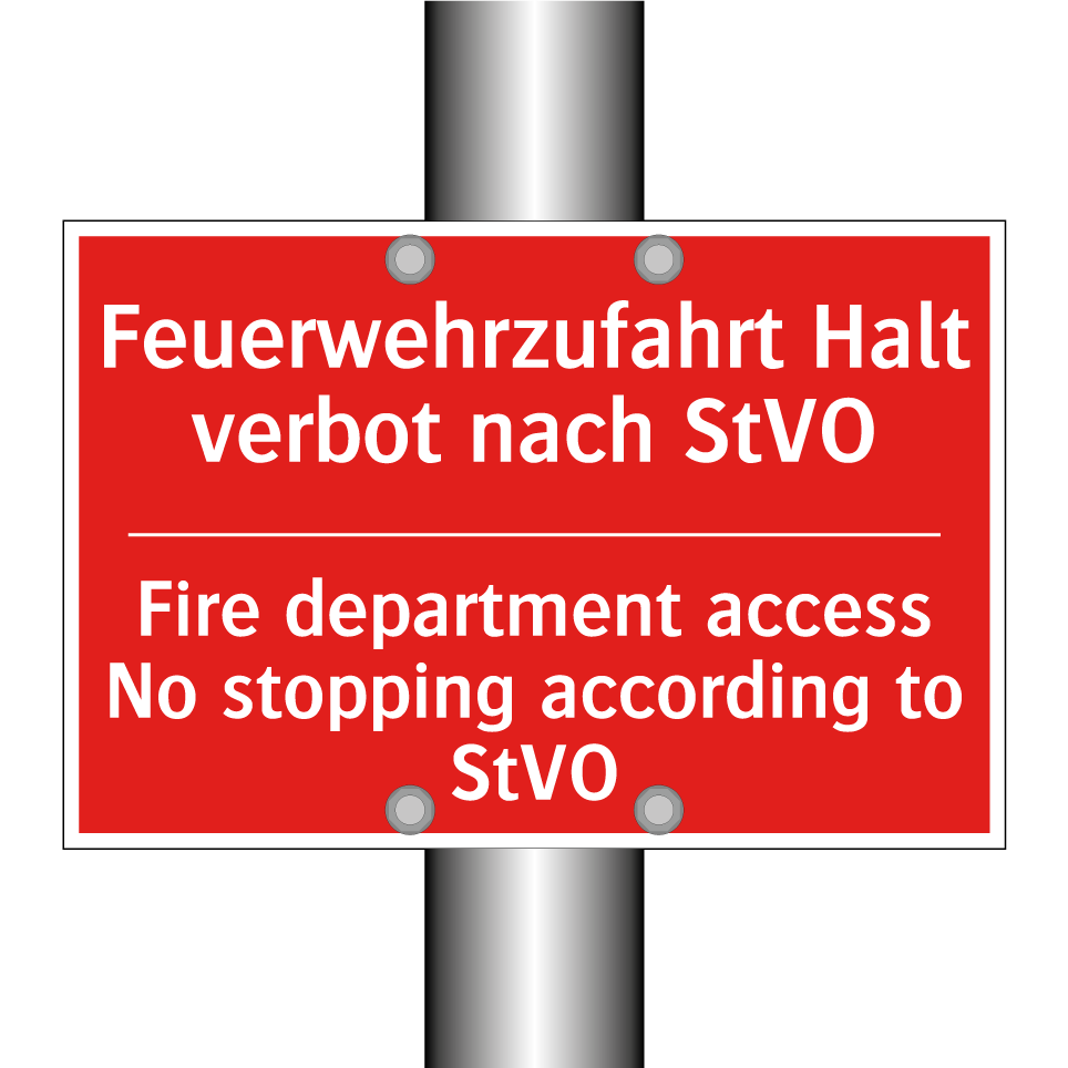 Feuerwehrzufahrt Halt verbot nach /.../ - Fire department access No stopping /.../