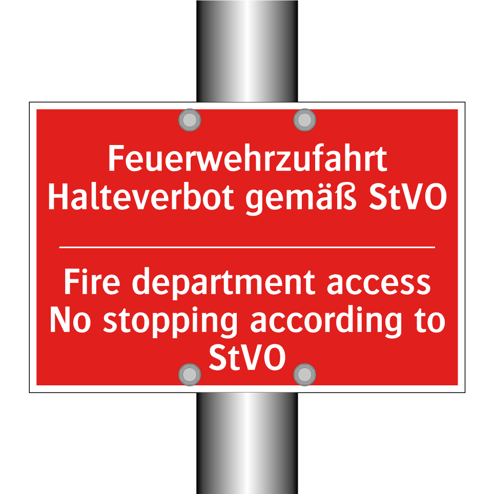 Feuerwehrzufahrt Halteverbot gemäß /.../ - Fire department access No stopping /.../