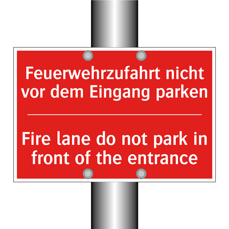 Feuerwehrzufahrt nicht vor dem /.../ - Fire lane do not park in front /.../