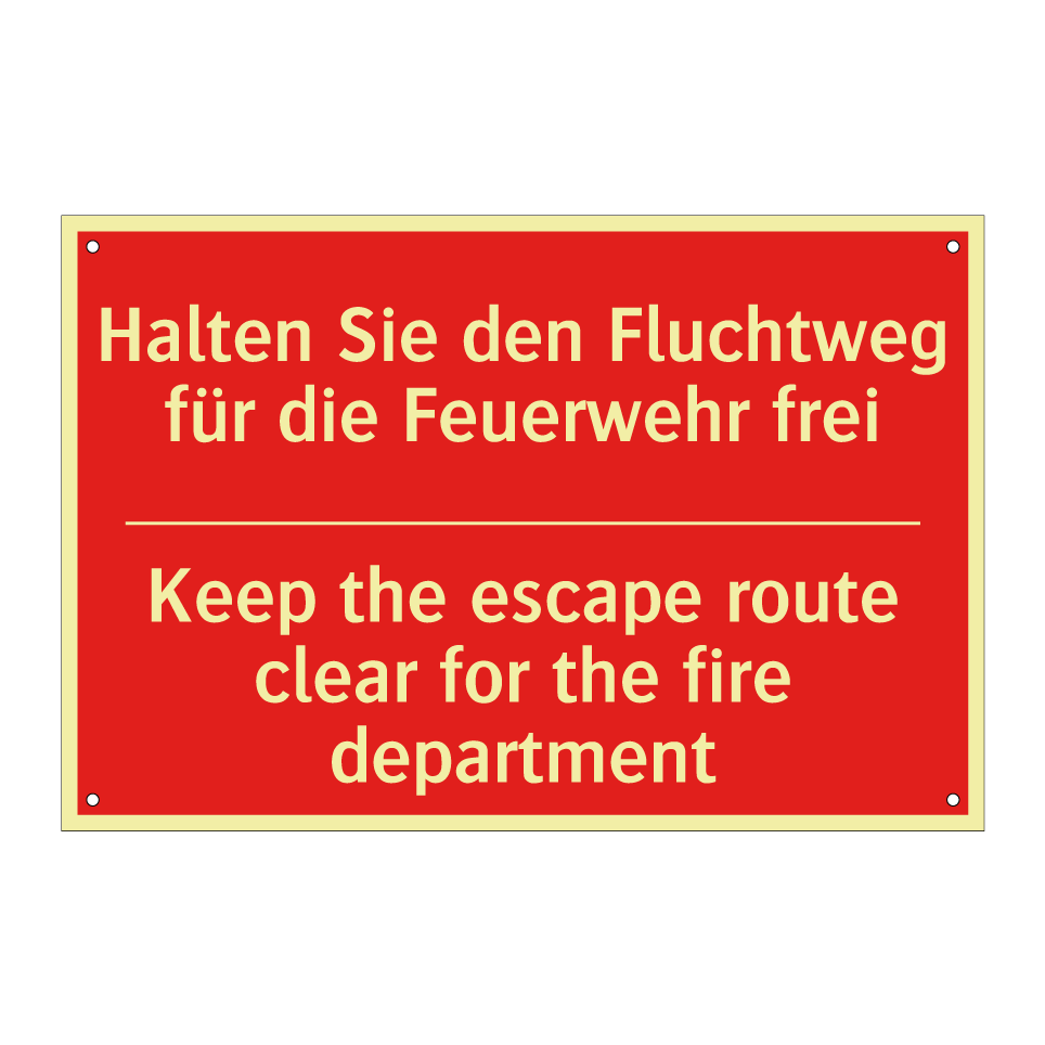 Halten Sie den Fluchtweg für die /.../ - Keep the escape route clear for /.../