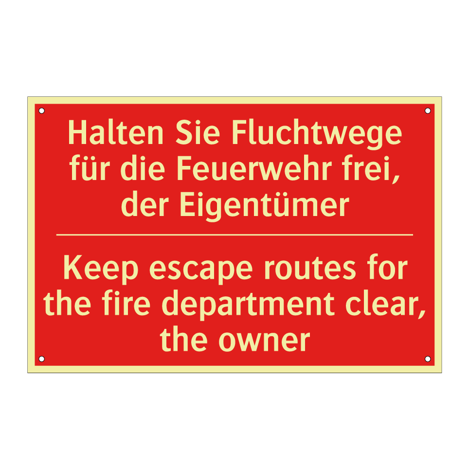 Halten Sie Fluchtwege für die /.../ - Keep escape routes for the fire /.../