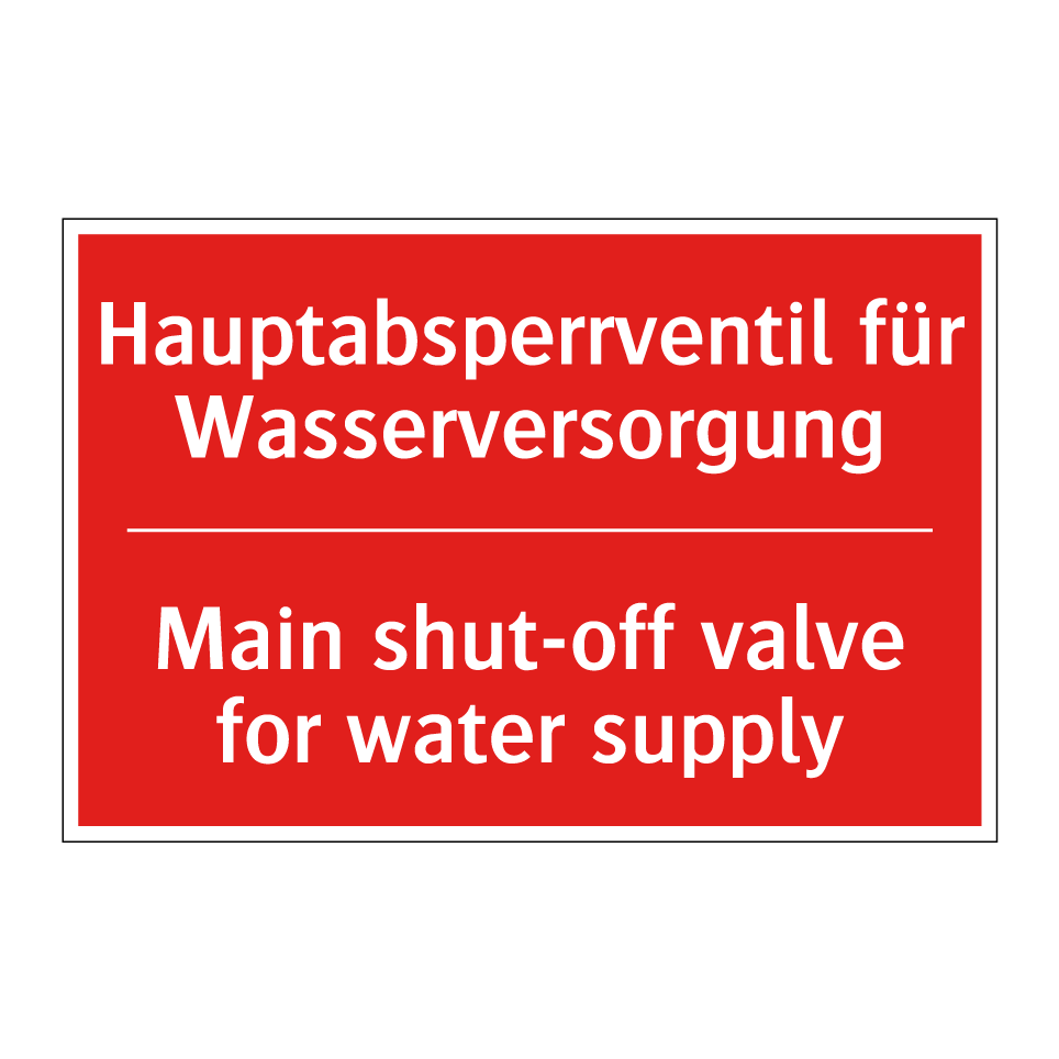 Hauptabsperrventil für Wasserversorgung/.../ - Main shut-off valve for water /.../