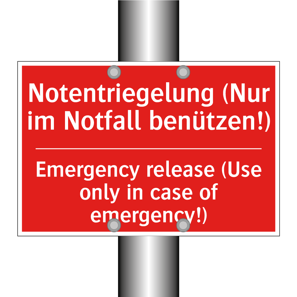 Notentriegelung (Nur im Notfall /.../ - Emergency release (Use only in /.../