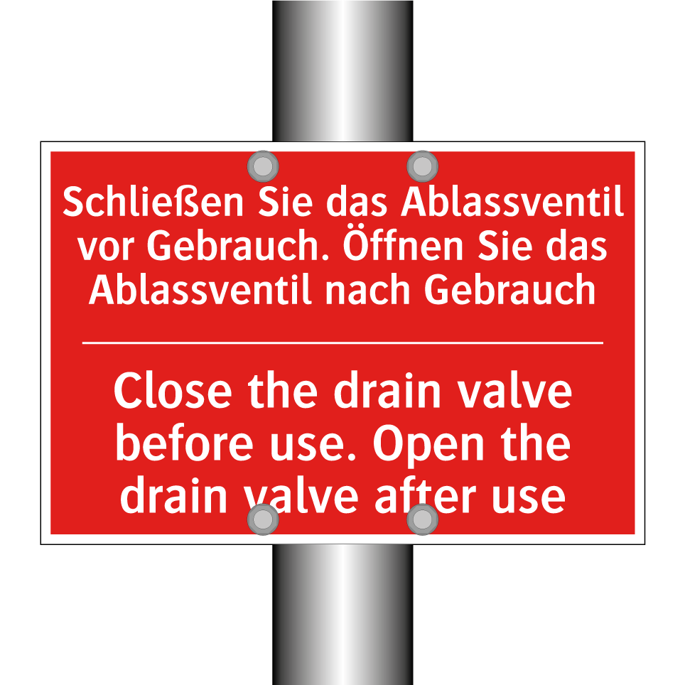 Schließen Sie das Ablassventil /.../ - Close the drain valve before use. /.../