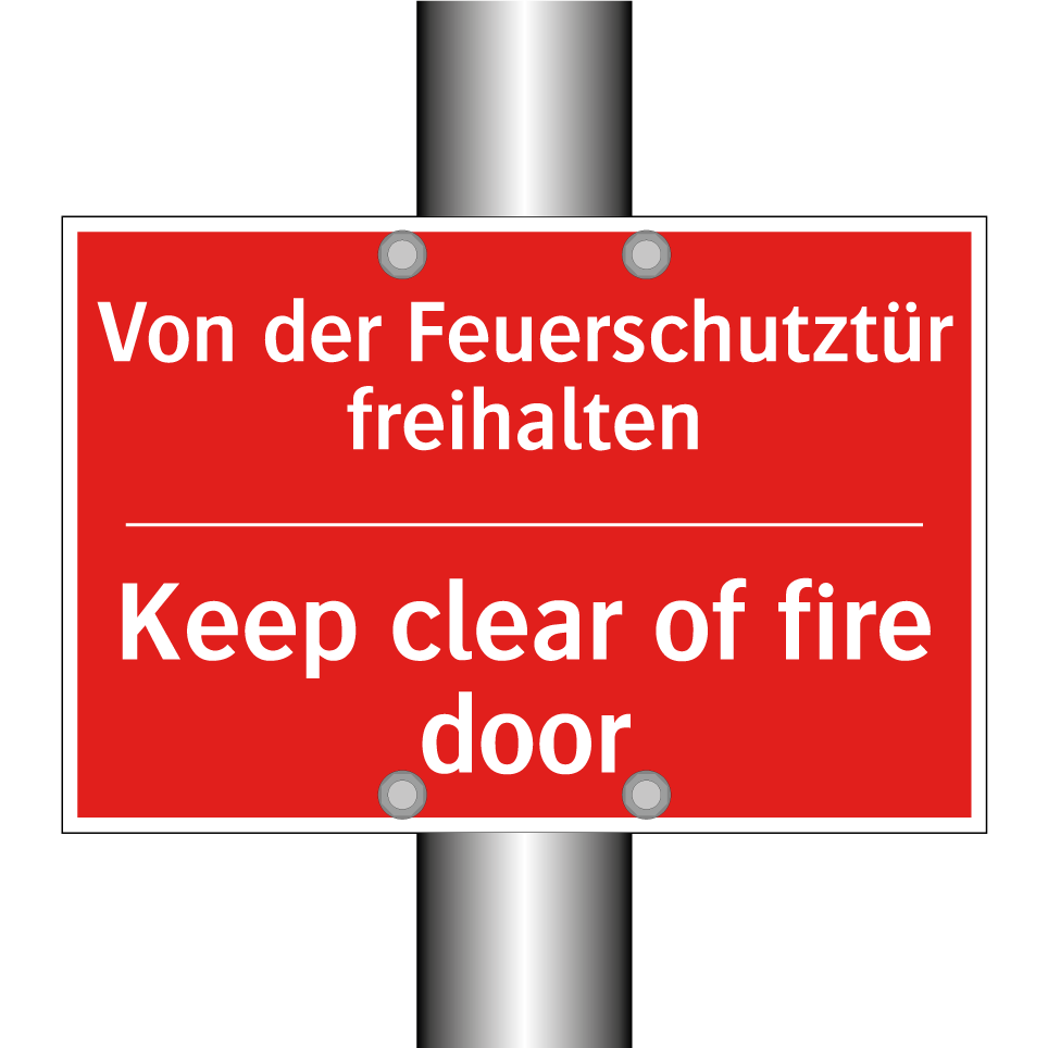 Von der Feuerschutztür freihalten/.../ - Keep clear of fire door