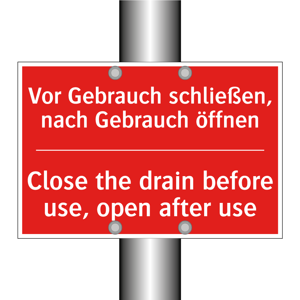 Vor Gebrauch schließen, nach Gebrauch /.../ - Close the drain before use, open /.../