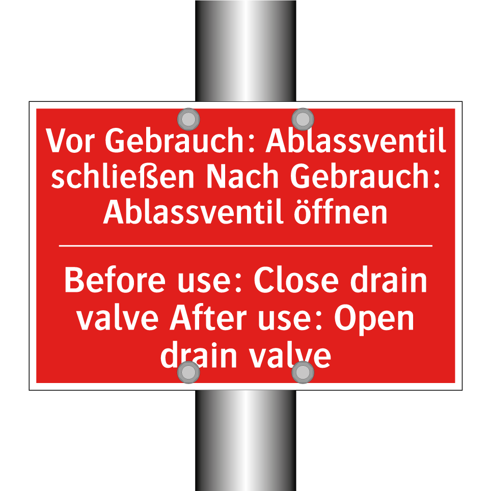 Vor Gebrauch: Ablassventil schließen /.../ - Before use: Close drain valve /.../