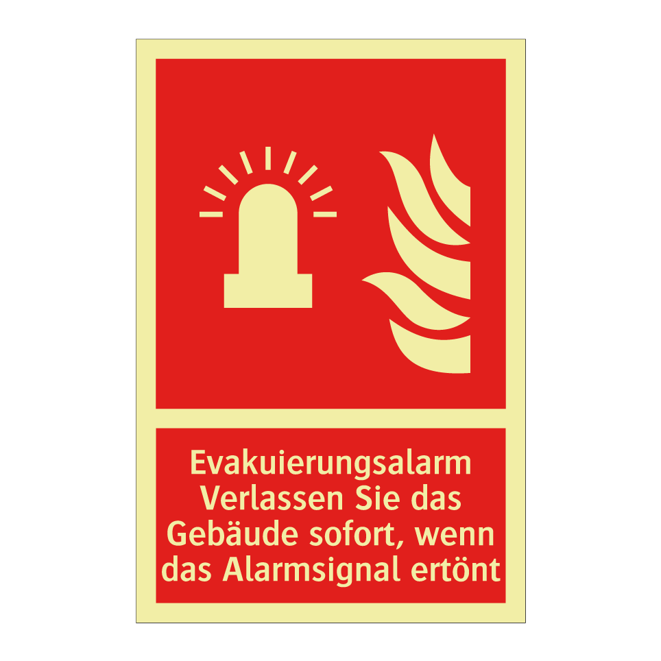 Evakuierungsalarm Verlassen Sie das Gebäude sofort, wenn das Alarmsignal ertönt
