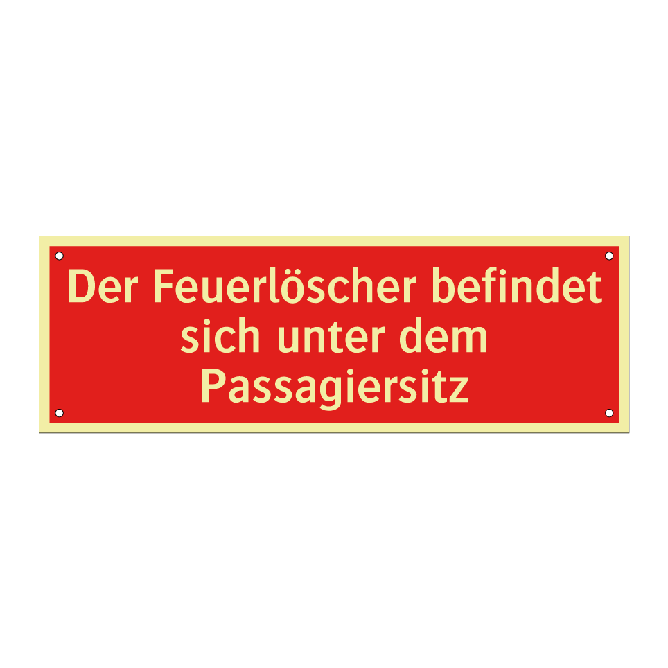 Der Feuerlöscher befindet sich unter dem Passagiersitz