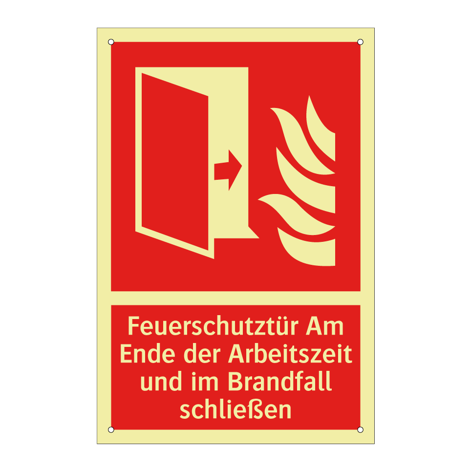 Feuerschutztür Am Ende der Arbeitszeit und im Brandfall schließen