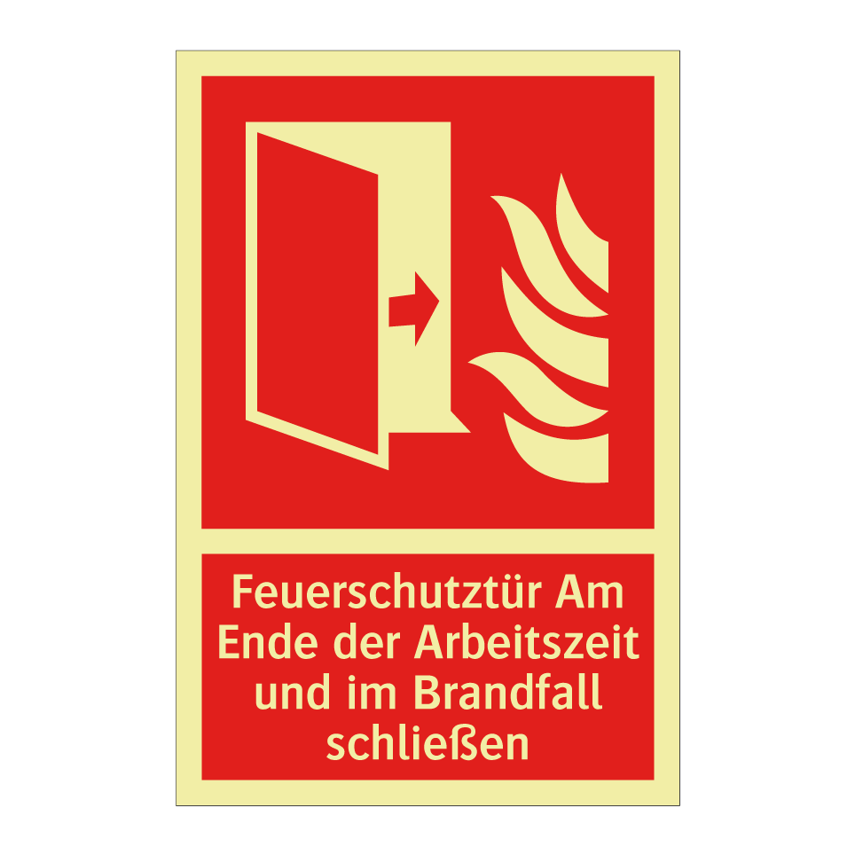 Feuerschutztür Am Ende der Arbeitszeit und im Brandfall schließen