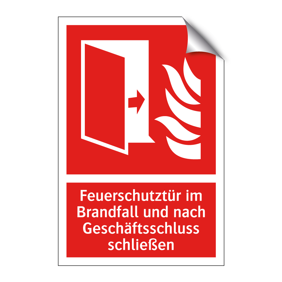 Feuerschutztür im Brandfall und nach Geschäftsschluss schließen