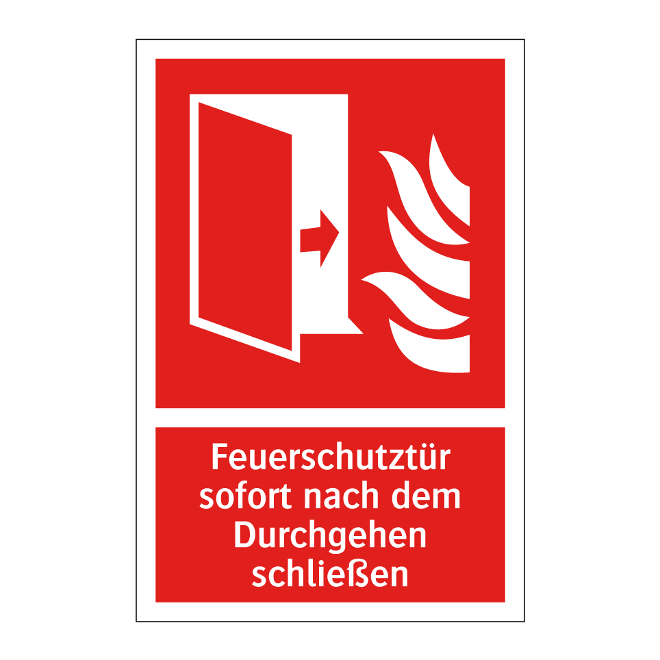 Feuerschutztür sofort nach dem Durchgehen schließen
