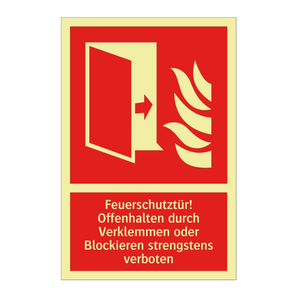 Feuerschutztür! Offenhalten durch Verklemmen oder Blockieren strengstens verboten