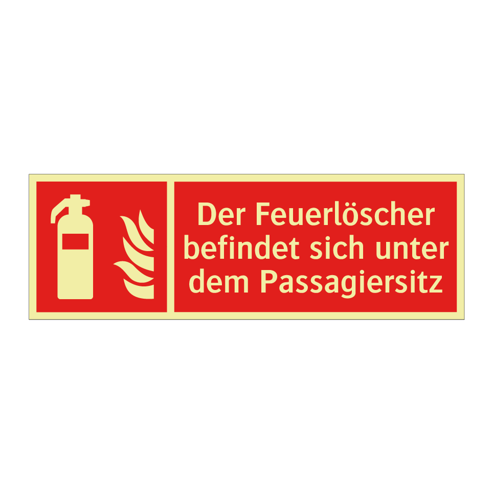Der Feuerlöscher befindet sich unter dem Passagiersitz