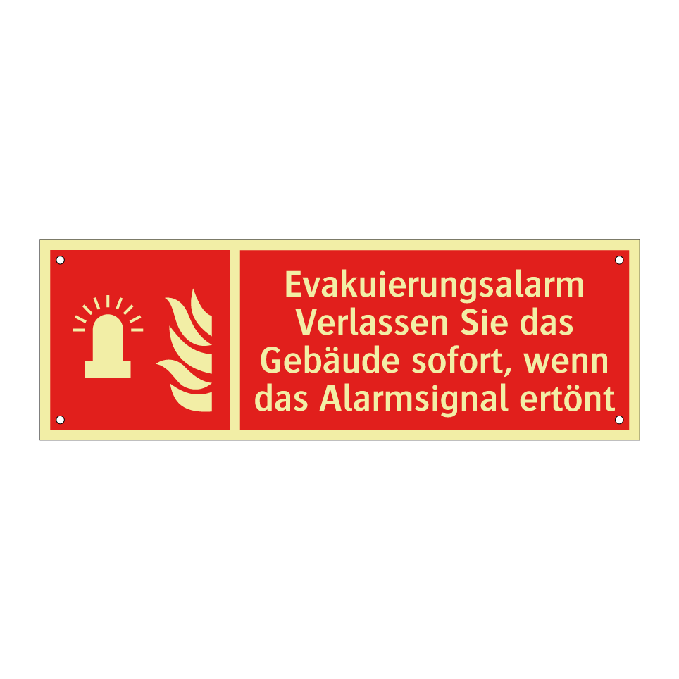 Evakuierungsalarm Verlassen Sie das Gebäude sofort, wenn das Alarmsignal ertönt