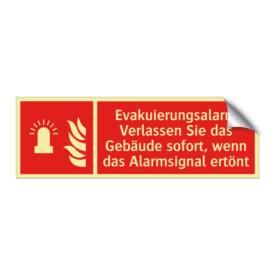 Evakuierungsalarm Verlassen Sie das Gebäude sofort, wenn das Alarmsignal ertönt