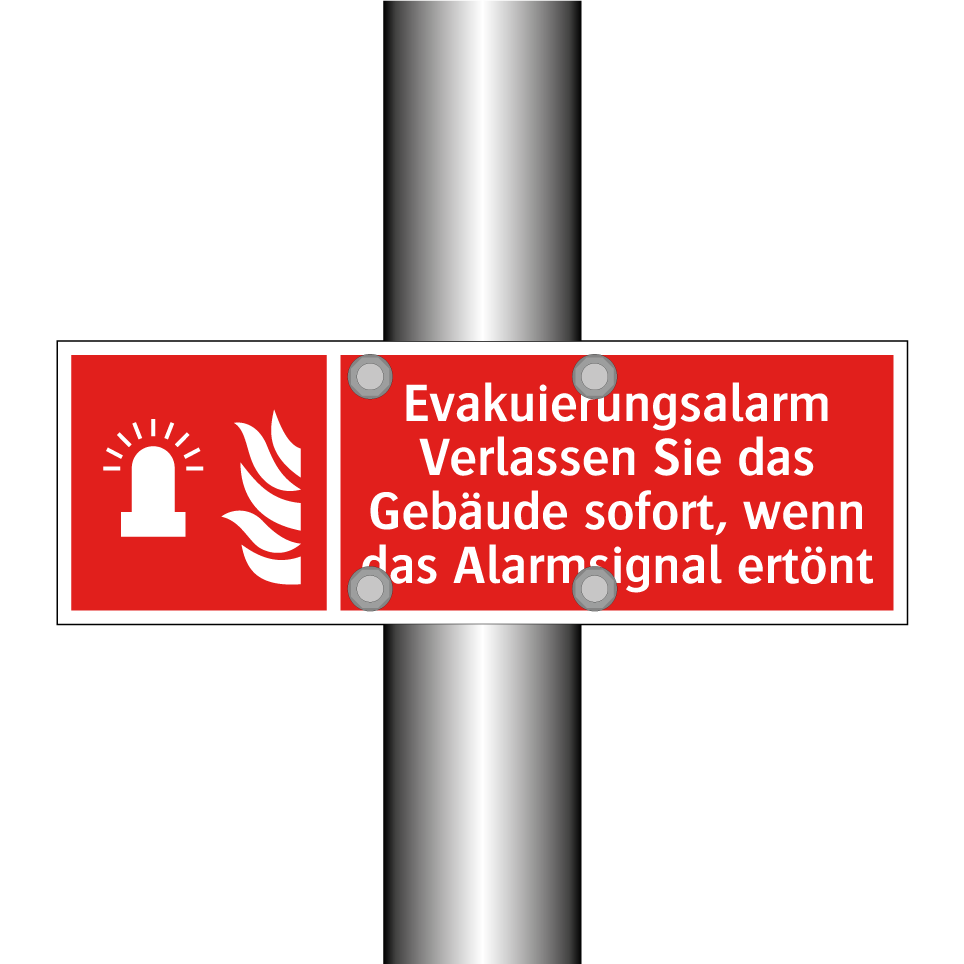 Evakuierungsalarm Verlassen Sie das Gebäude sofort, wenn das Alarmsignal ertönt