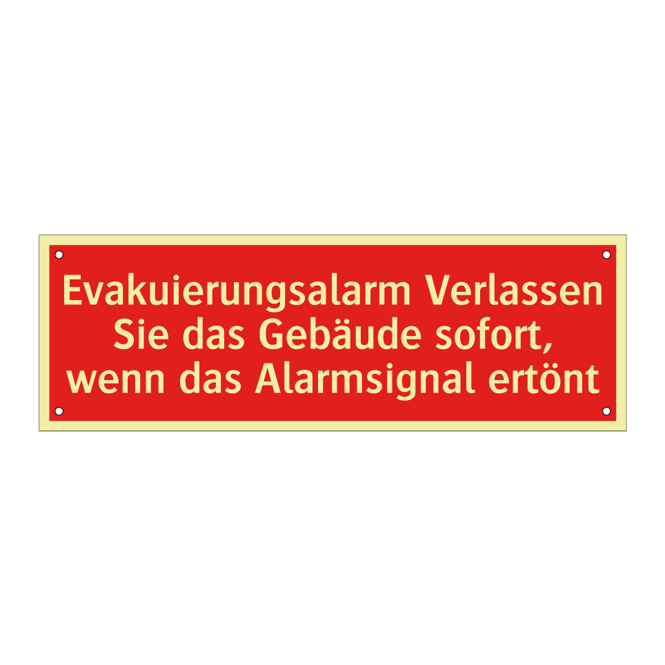 Evakuierungsalarm Verlassen Sie das Gebäude sofort, wenn das Alarmsignal ertönt