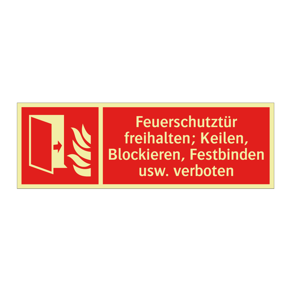 Feuerschutztür freihalten; Keilen, Blockieren, Festbinden usw. verboten