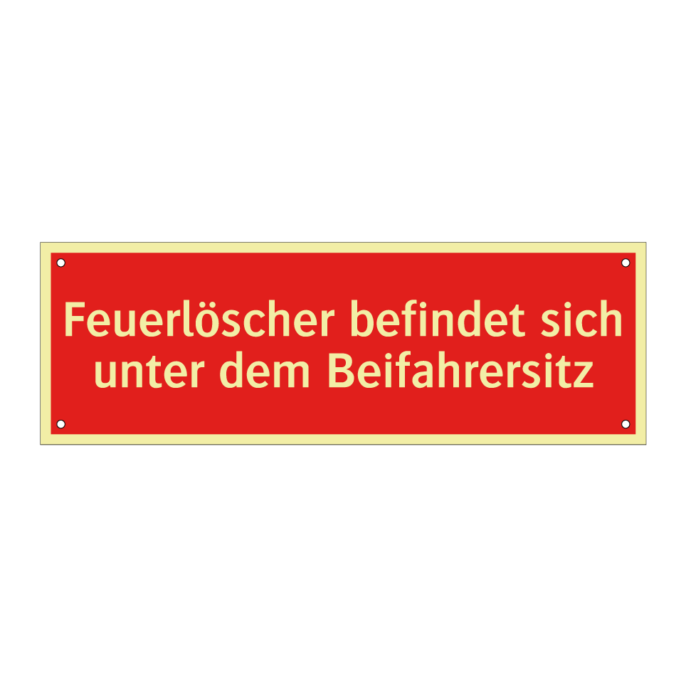 Feuerlöscher befindet sich unter dem Beifahrersitz