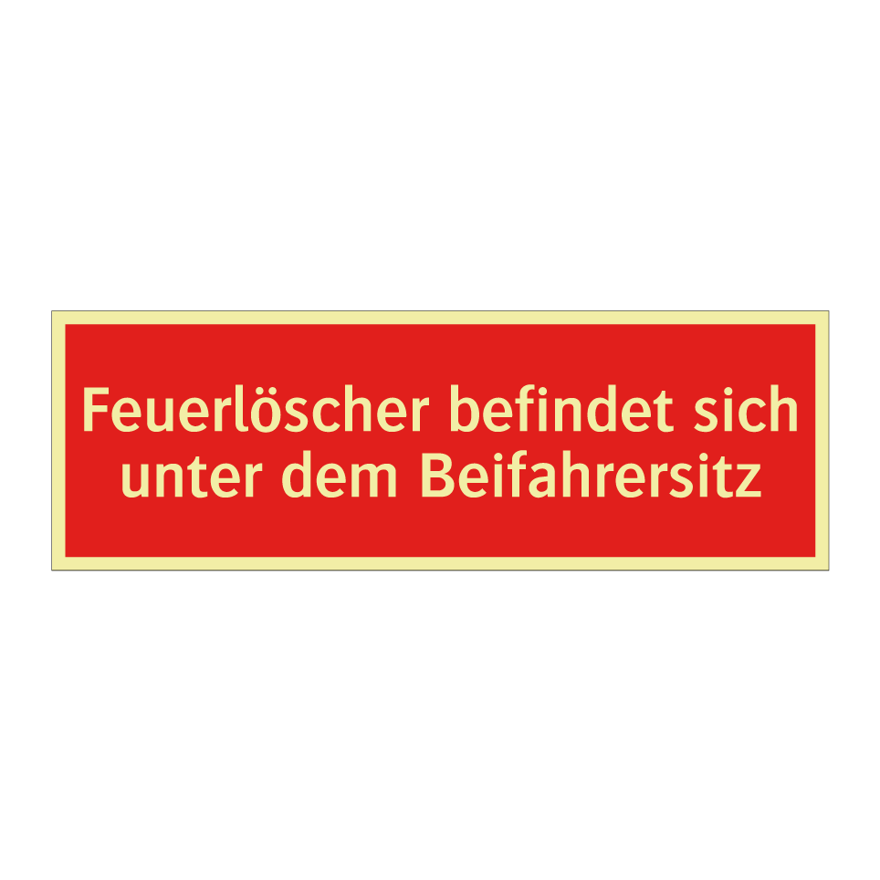 Feuerlöscher befindet sich unter dem Beifahrersitz