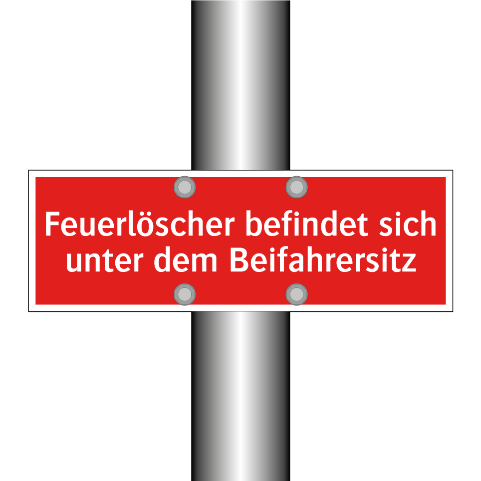 Feuerlöscher befindet sich unter dem Beifahrersitz