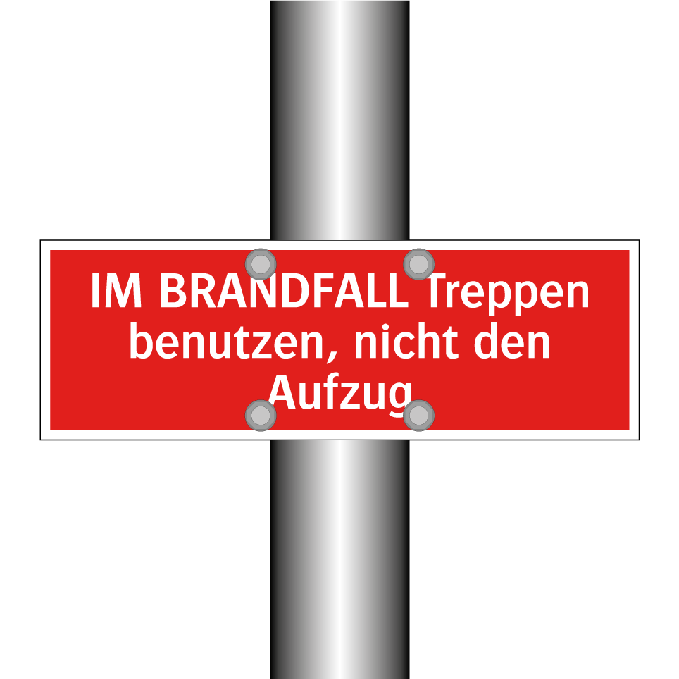 IM BRANDFALL Treppen benutzen, nicht den Aufzug