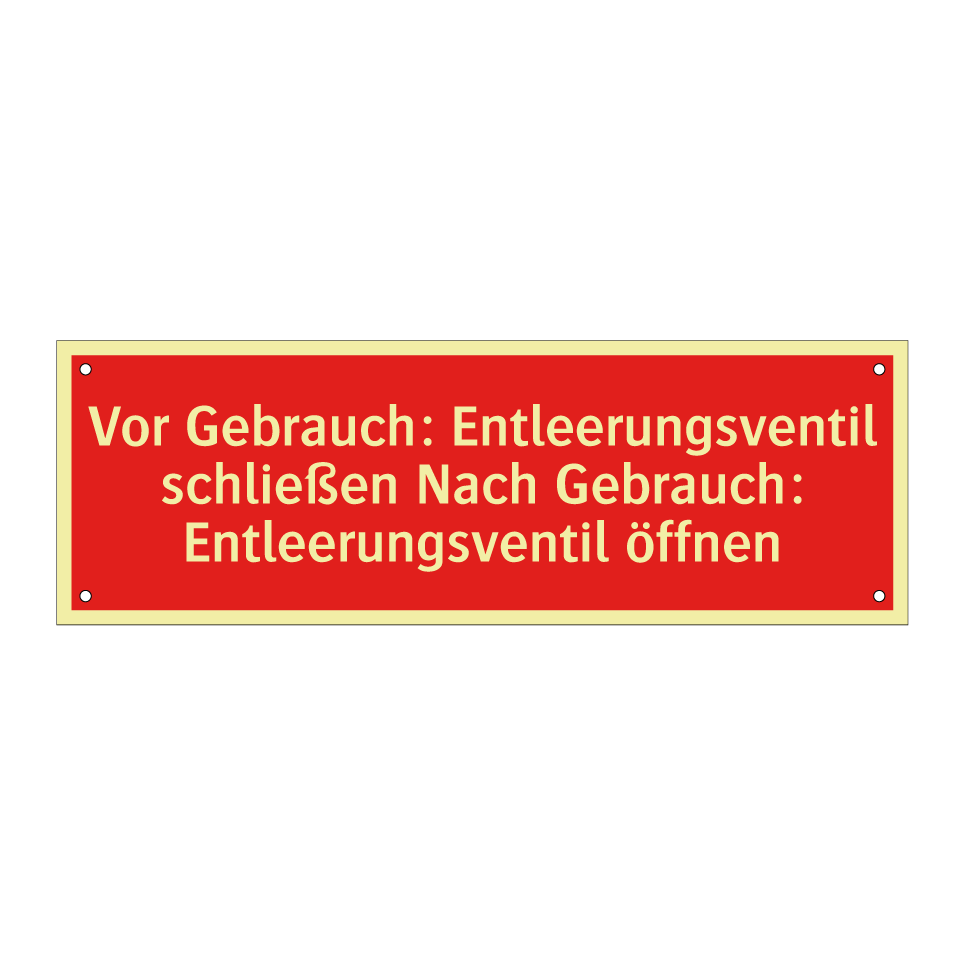 Vor Gebrauch: Entleerungsventil schließen Nach Gebrauch: Entleerungsventil öffnen