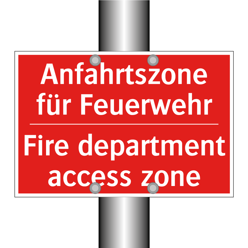 Anfahrtszone für Feuerwehr - Fire department access zone