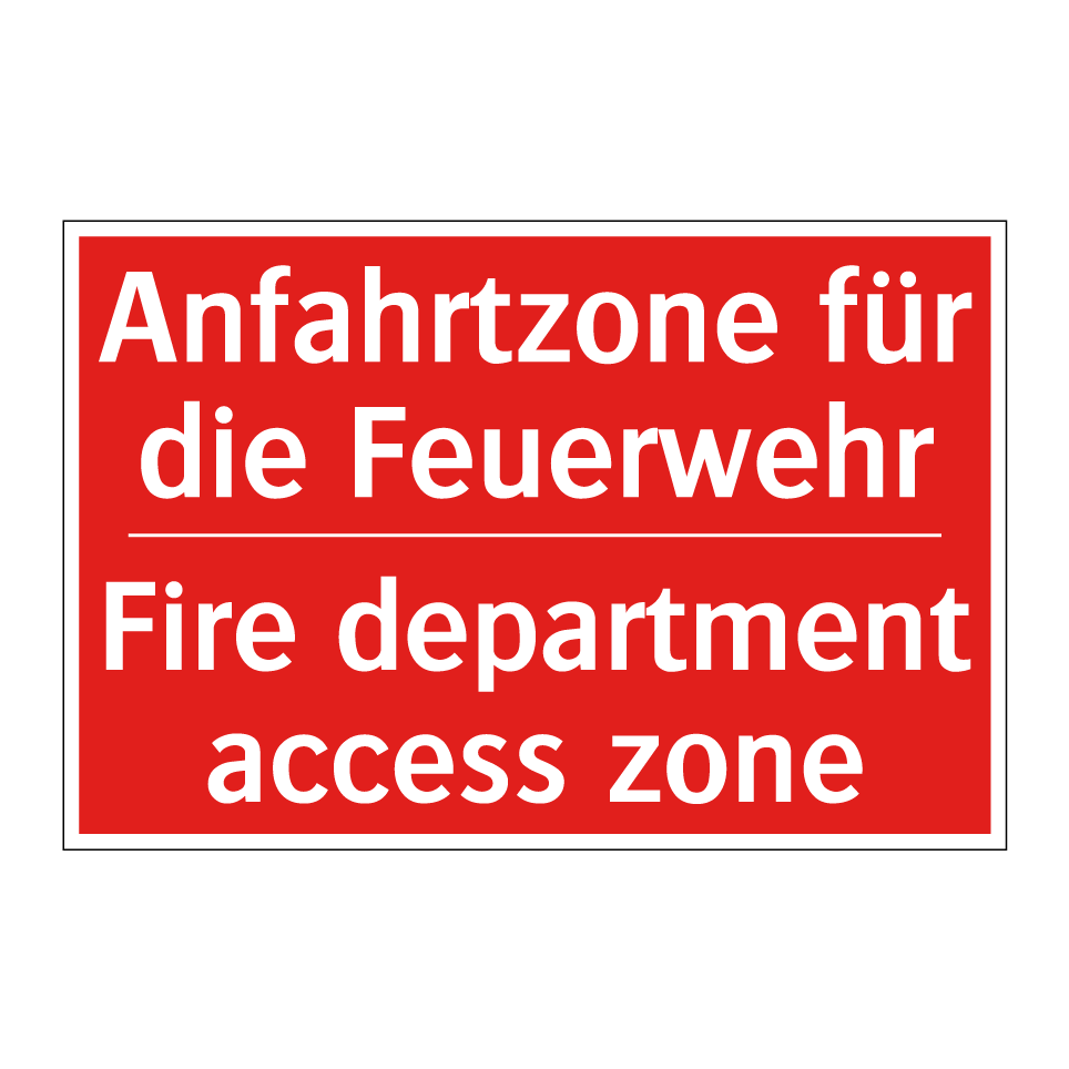 Anfahrtzone für die Feuerwehr - Fire department access zone