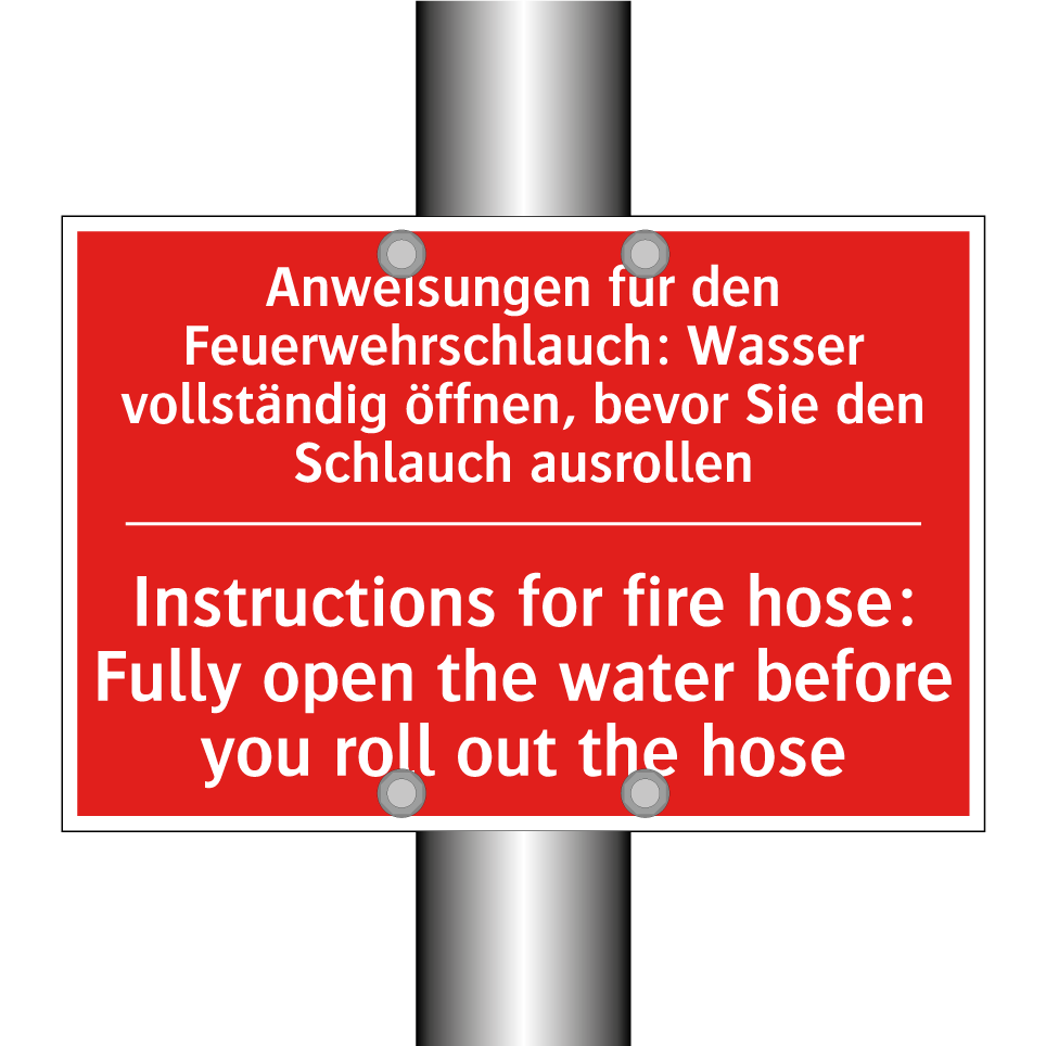 Anweisungen für den Feuerwehrschlauch: /.../ - Instructions for fire hose: Fully /.../