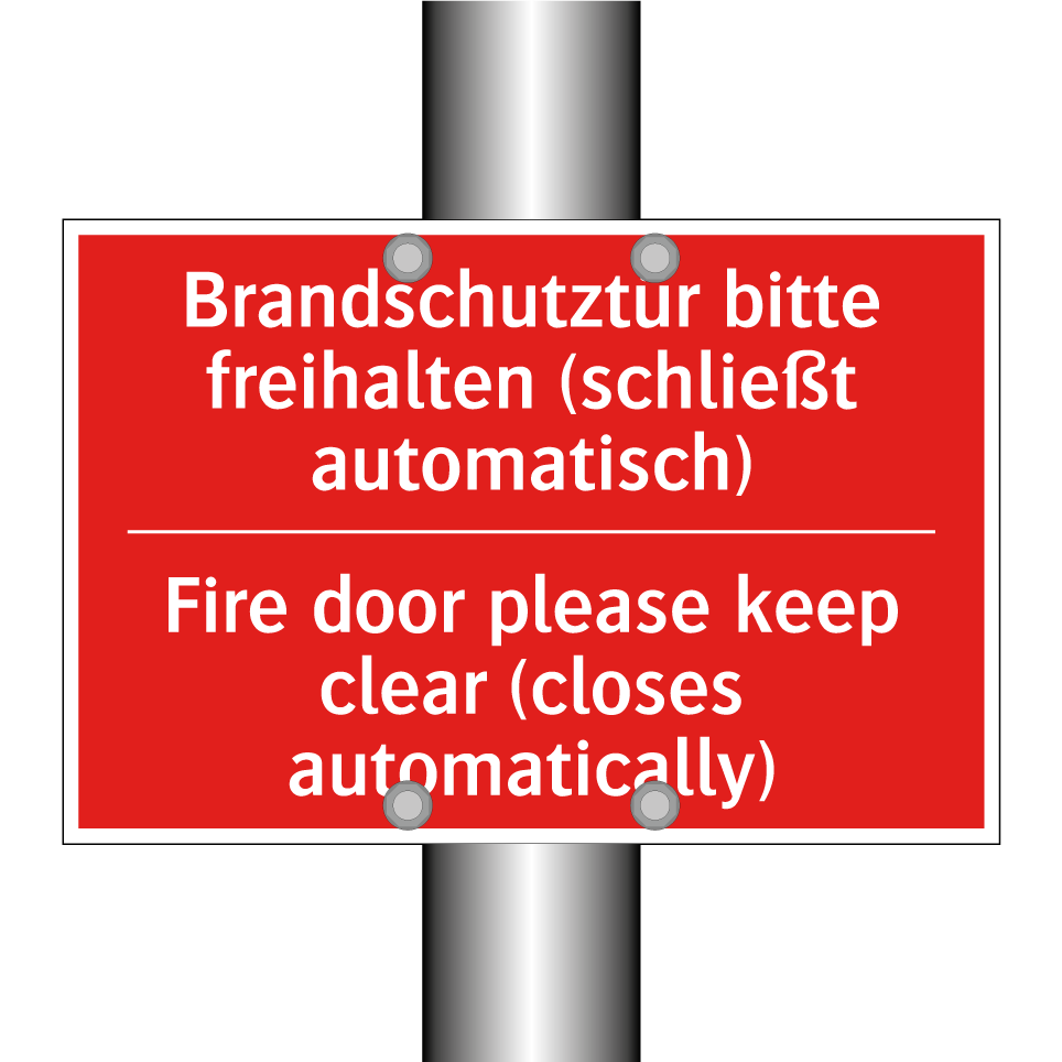 Brandschutztür bitte freihalten /.../ - Fire door please keep clear (closes /.../