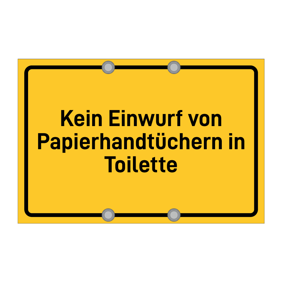 Kein Einwurf von Papierhandtüchern in Toilette