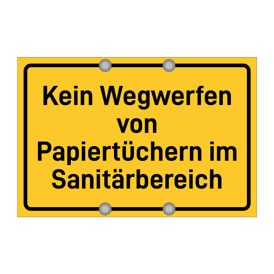 Kein Wegwerfen von Papiertüchern im Sanitärbereich