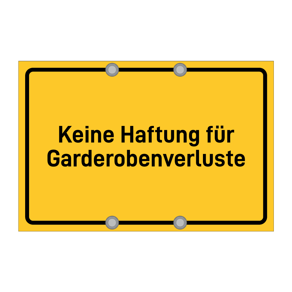 Keine Haftung für Garderobenverluste