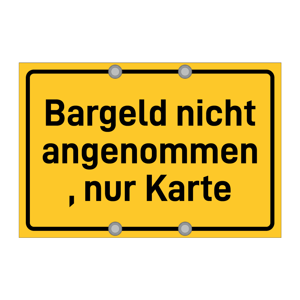 Bargeld nicht angenommen, nur Karte