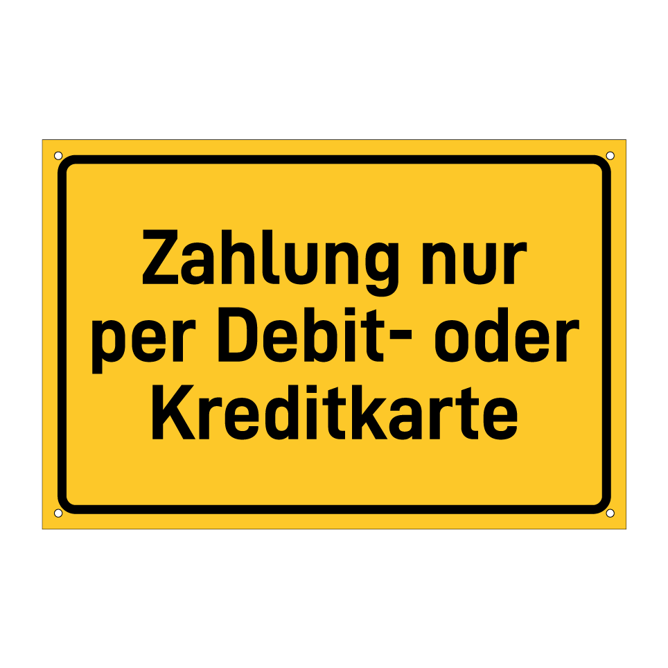 Zahlung nur per Debit- oder Kreditkarte